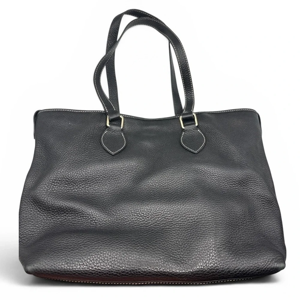 Dooney & Bourke Shoulder Bag Womens Large Black Pebbled Leather Zip Pocket